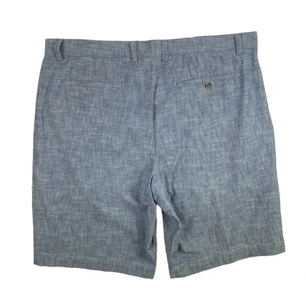 SH357 Mens Banana Republic Preppy Chambray Flat Front Chino Shorts 38